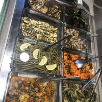 Selection of vegetables available to go with fresh bread   at Panificio Boccia in Naples