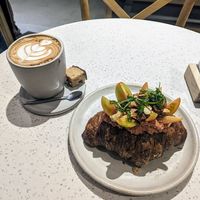 Chai latte y croissant relleno (rico pero no estaba relleno 🙃) at Casa Nueza in Buenos Aires