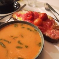 Pan con tomate & gaspacho (labelled as vegetarian, but turned out to be vegan upon request) at Diploid in Lyon