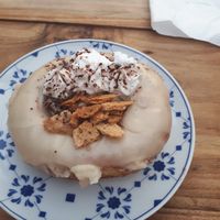 Banoffee donut 😋 very banana-y filling at Scoop 'n Dough in Cascais
