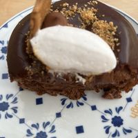 Inside of the chocolate cake - wonderful dark chocolate cream   at Scoop 'n Dough in Cascais