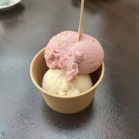 hazelnut and raspberry cheesecake 😋  at Scoop 'n Dough in Cascais