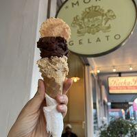 Yummy yum yum! Vegan chocolate and peanut butter gelato 🍦 #Veganuary at Moro Gelato - Sea Point in Cape Town