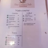 Main dishes at The Coffee Club in Zanzibar