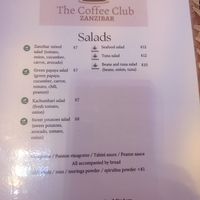 Salads at The Coffee Club in Zanzibar