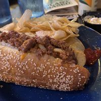 Chopped Cheese plant based burger with vegan mayo   at Archetype Pizza in York