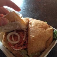 Inside my taro burger at Veg Out in Haiku