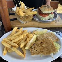 Quinoa and Beet Burger and Tofu schnitzel   at Monto Rojo in El Chalten
