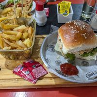 Chickpea burger at Monto Rojo in El Chalten