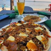 Taco pizza at Villa Potenciana Restaurant in Malapascua Island