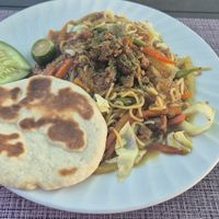 Filipino magic noodles at Villa Potenciana Restaurant in Malapascua Island