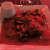 Vegan satshiki, creo que no está bien escrito. Originalmente lleva tofu y pan en vez de arroz pero no había ni tofu ni pan. No muy lejano a un pisto. at Villa Potenciana Restaurant in Malapascua Island