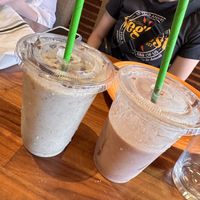 chocolate mint shake (left) and chocolate shake  at Cafe Gratitude in Kansas City
