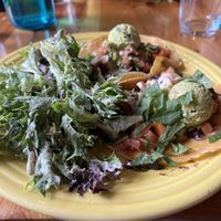 Sweet potato tacos w side saladd  at Cafe Gratitude in Kansas City