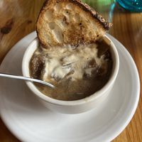 French onion soup  at Cafe Gratitude in Kansas City
