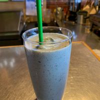 The Cool milkshake. Made with cashew ice cream including fresh mint leaves  at Cafe Gratitude in Kansas City