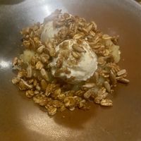 Apple compote with vegan ice cream and sunflower granola  at Vert Restaurant in Middelburg