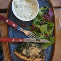 Tasty spinach tart with tzatziki. I never remember to take a picture before eating. at Verde in Trondheim