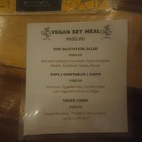 Vegan menu at Cocorico Hostel in San Vicente Palawan