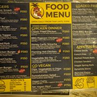 Menu with new vegan options and prices as of August 2023 at Cocorico Hostel in San Vicente Palawan