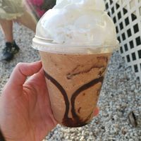 Frappe with soy milk at Curly's Coffee and Marina in Marathon