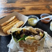 Flacos Vegan Burrito and yucca fries  at Tia's Tacos in Knoxville