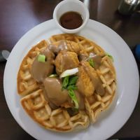 Chik'n and Waffles at The Hungry Pug Cafe in Kenora