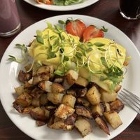 Classic benny made vegan with hashbrowns  at The Hungry Pug Cafe in Kenora