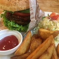 Soy Meat Burger at Morpho Cafe in Kyoto