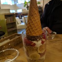 Strawberry parfait at Morpho Cafe in Kyoto