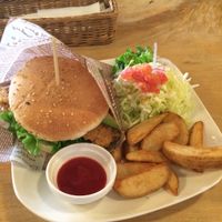 fish burger at Morpho Cafe in Kyoto