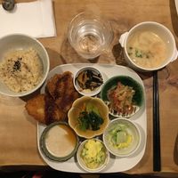 The lunch set menu with croquettes at Morpho Cafe in Kyoto