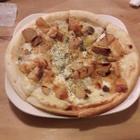 Potato cheese pizza at Morpho Cafe in Kyoto