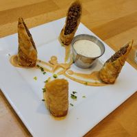 Cheeseburger egg rolls at Real Food Daily - Pasadena in Pasadena