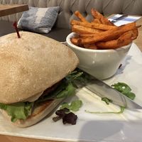 Bean burgerrs  at Real Food Daily - Pasadena in Pasadena