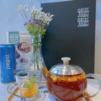 Mango passionfruit tea - not too sweet. Nice   at Bangkok Jam - Great World City in Central Singapore