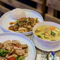 Vegan Thai Drunken Noodles, Green Curry, Classic Stir-Fried Thai Minced Basil with OnlyEg at Bangkok Jam - Great World City in Central Singapore