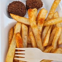 Fries and two falafel at Angry Bite in Bergen