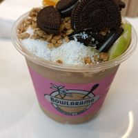 The Snickers Bowl - Banana, Dates, Cacao, Peanut Butter, Coconut Milk, Oreos, Fresh Fruit & Granola at Bowlarama in Broadmeadow