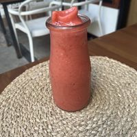 Very Berry smoothie with strawberry, watermelon, cucumber and lemon was our fave drink!  at Good Karma  in San Salvador