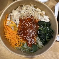 Bibimbap. Unfortunately we did not like the flavor of the sauce. Way too much sauce   at KHUN VEGAN in Khon Kaen