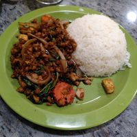 Meat with rice at Thai Noodle House in Central Singapore