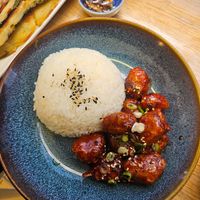 Sweet and Spicy Korean Chicken Bites (L) at MukBap in London