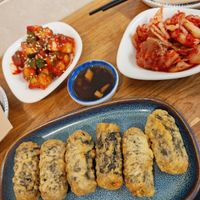 Cucumber and regular kimchi, seaweed rolls at MukBap in London