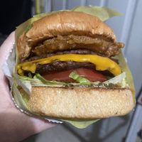 The ultimate in indulgence…tasty sauce, cheese AND onion rings!  at Lucky Goose  in Albuquerque