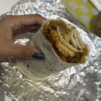 inside breakfast burrito   at Lucky Goose  in Albuquerque