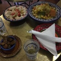 Couscous with vegetables and hummus at Salon de Te in Cordoba