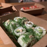 Vegan wakame salad peanut roll  at Hari Sushi in Amsterdam