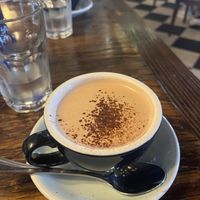 Chocolate con leche de almendras  at Época in Cartagena