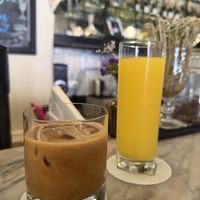 Cold Brew w/ almond milk and orange juice  at Época in Cartagena